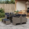 vidaXL 17 Piece Garden Dining Set with Cushions Grey Poly Rattan
