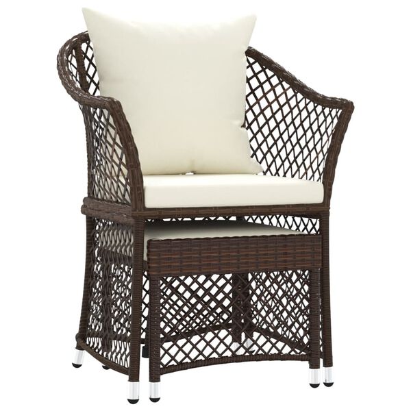 vidaXL 2 Piece Garden Lounge Set with Cushions Brown Poly Rattan