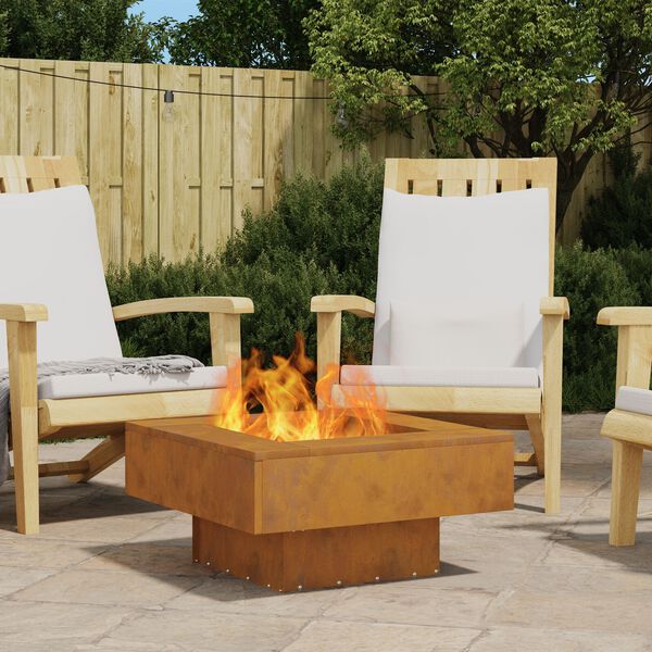 vidaXL Fire Pit Brown 60 x 60 x 30 cm Weathering steel