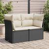 vidaXL Garden Sofa with Cushions 2-Seater Black Poly Rattan