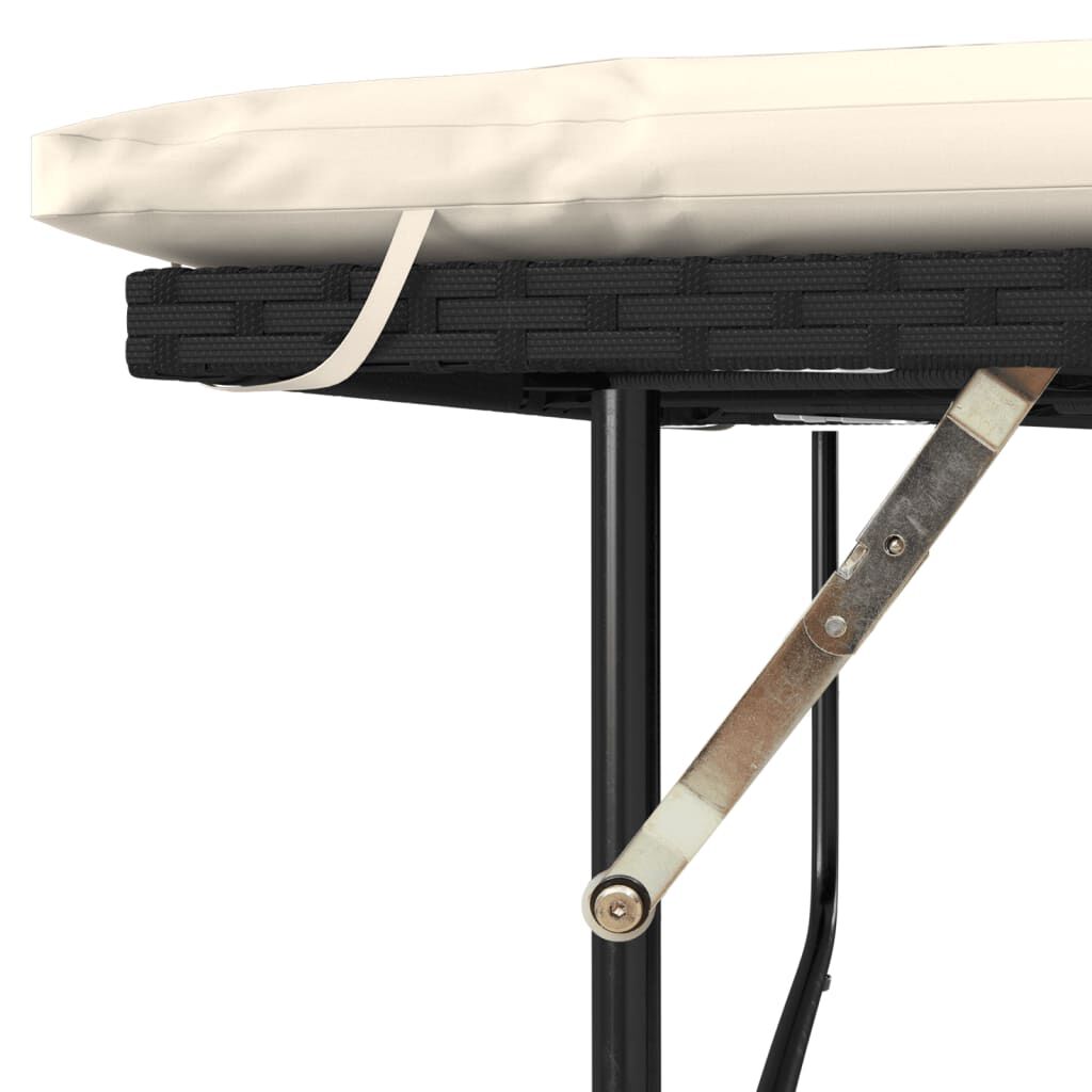 vidaXL Garden Sofa with Cushions 2-Seater Black Poly Rattan&Acacia Wood