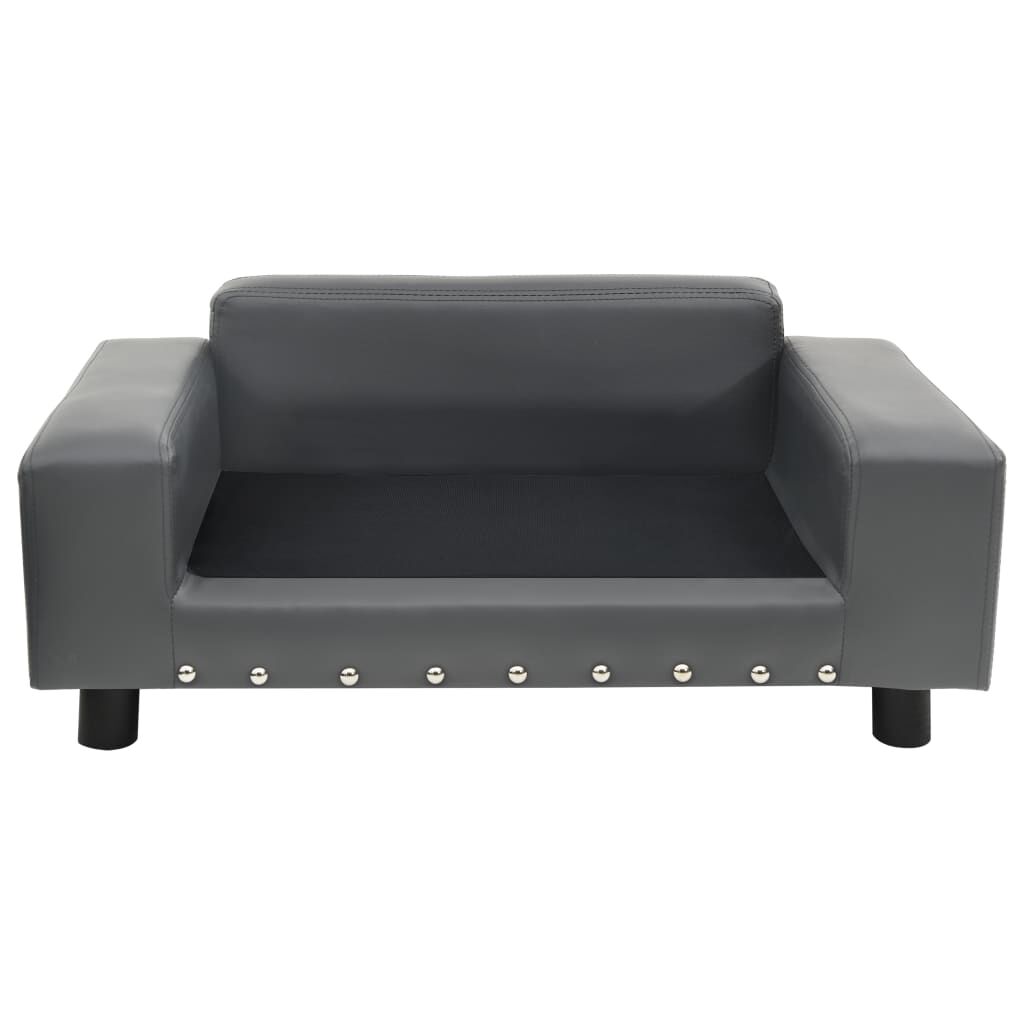 vidaXL Dog Sofa Grey 81x43x31 cm Plush and Faux Leather