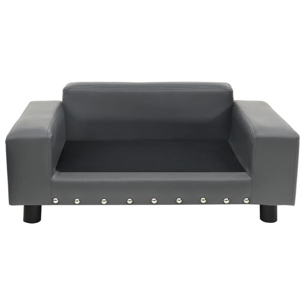 vidaXL Dog Sofa Grey 81x43x31 cm Plush and Faux Leather