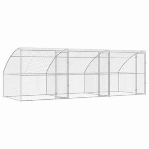 vidaXL Dog Kennel with Storage 3 pcs Silver 6 x 2 x 2 m Steel