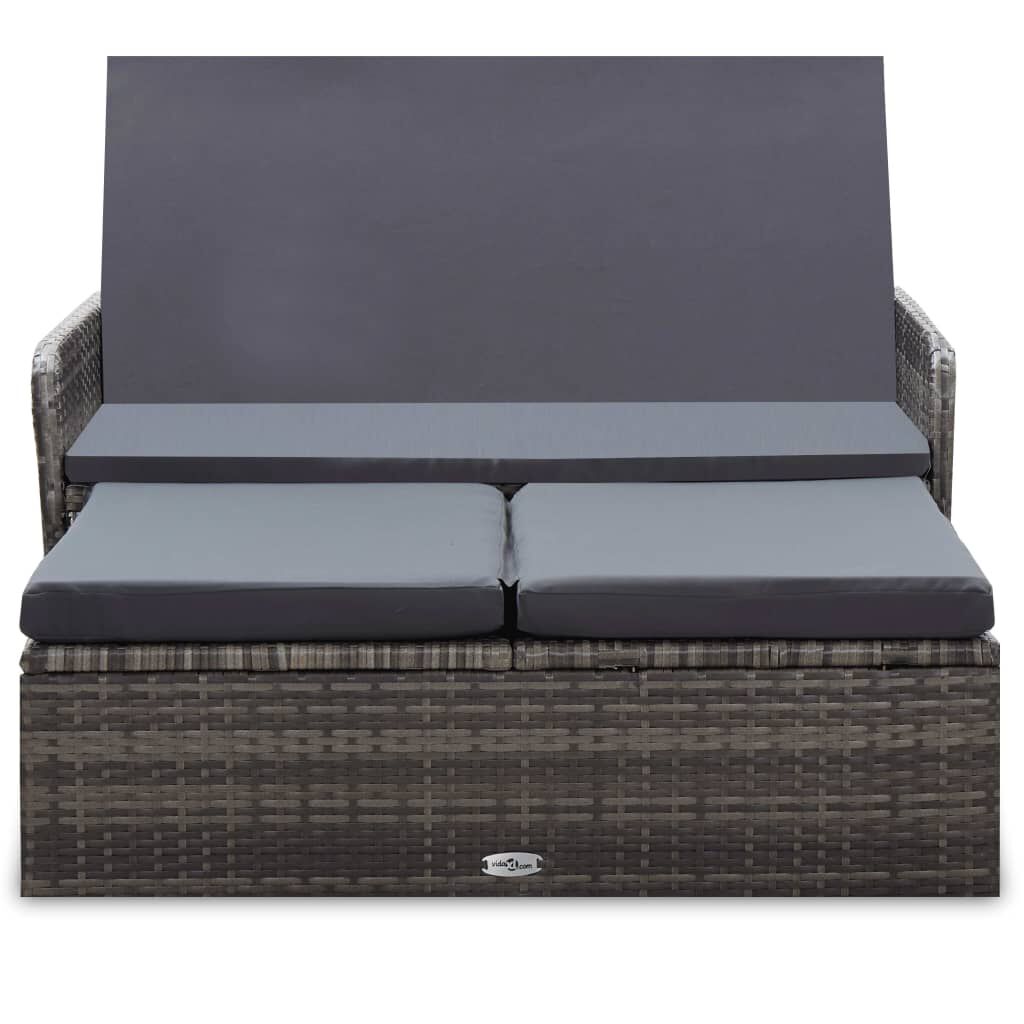vidaXL 2 Piece Garden Lounge Set with Cushions Poly Rattan Grey