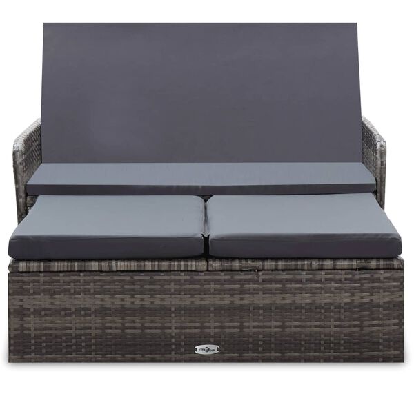 vidaXL 2 Piece Garden Lounge Set with Cushions Poly Rattan Grey