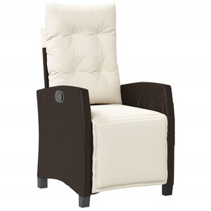 vidaXL Reclining Garden Chair with Footrest Brown Poly Rattan