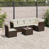 vidaXL 7 Piece Garden Sofa Set with Cushions Black Poly Rattan