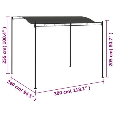 vidaXL Sunshade Awning 3x2.4 m Anthracite