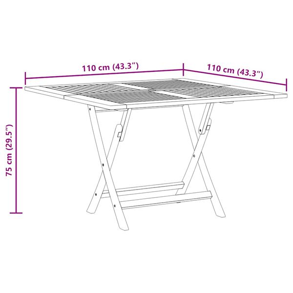 vidaXL Folding Garden Table 110x110x75 cm Solid Wood Teak