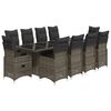 vidaXL 11 Piece Garden Bistro Set with Cushions Grey Poly Rattan