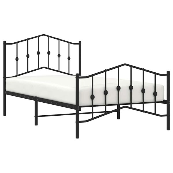 vidaXL Metal Bed Frame without Mattress with Footboard Black 100x190cm