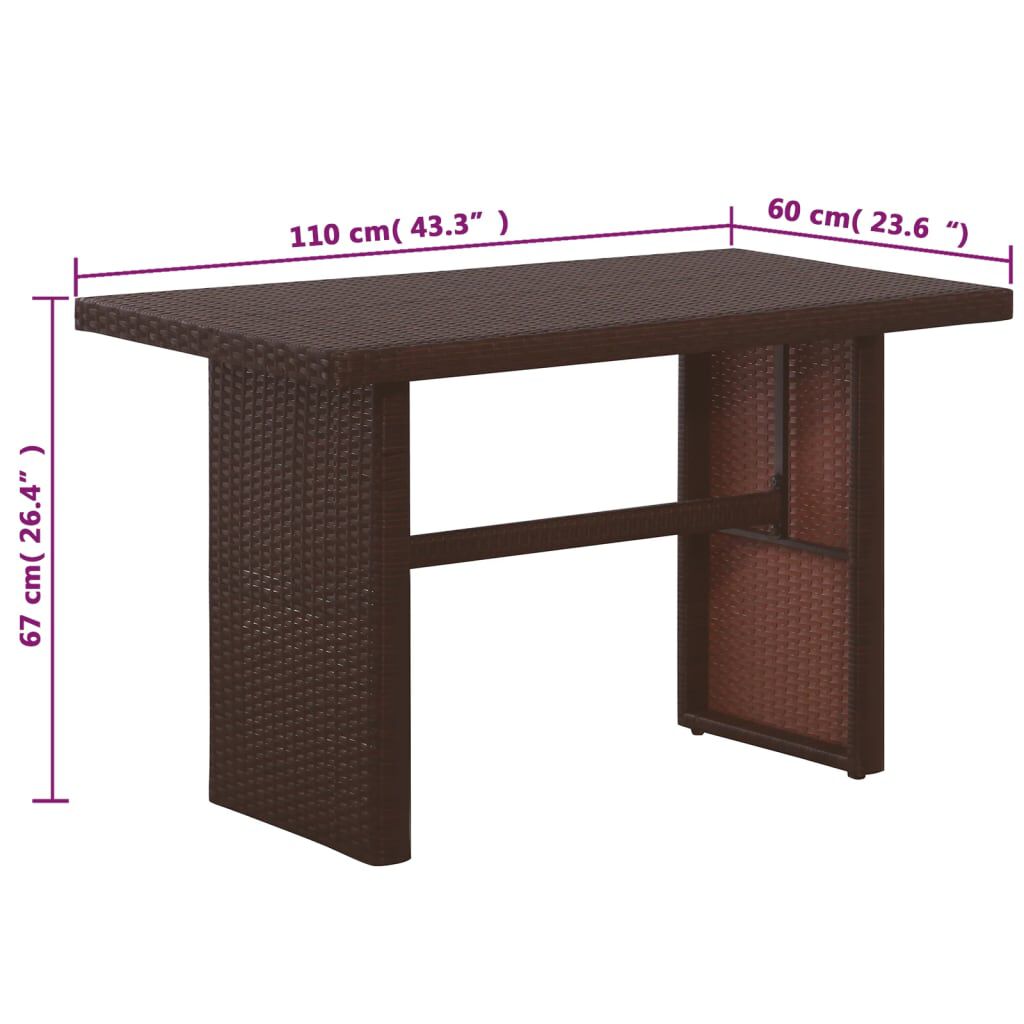 vidaXL 3 Piece Bistro Set Poly with Cushions Rattan Brown