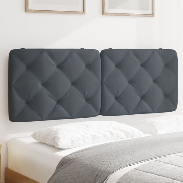 vidaXL Headboard Cushion Dark Grey 137 cm Double Velvet