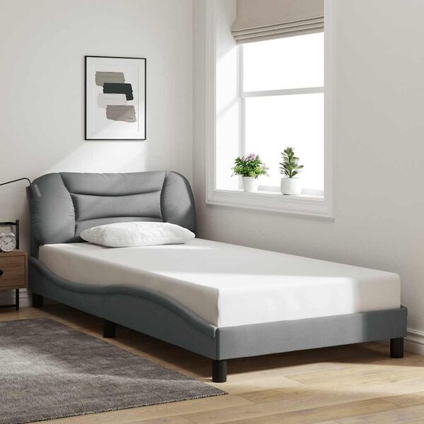vidaXL Bed Frame without Mattress "Hvar" Light Grey 100x203 cm Fabric