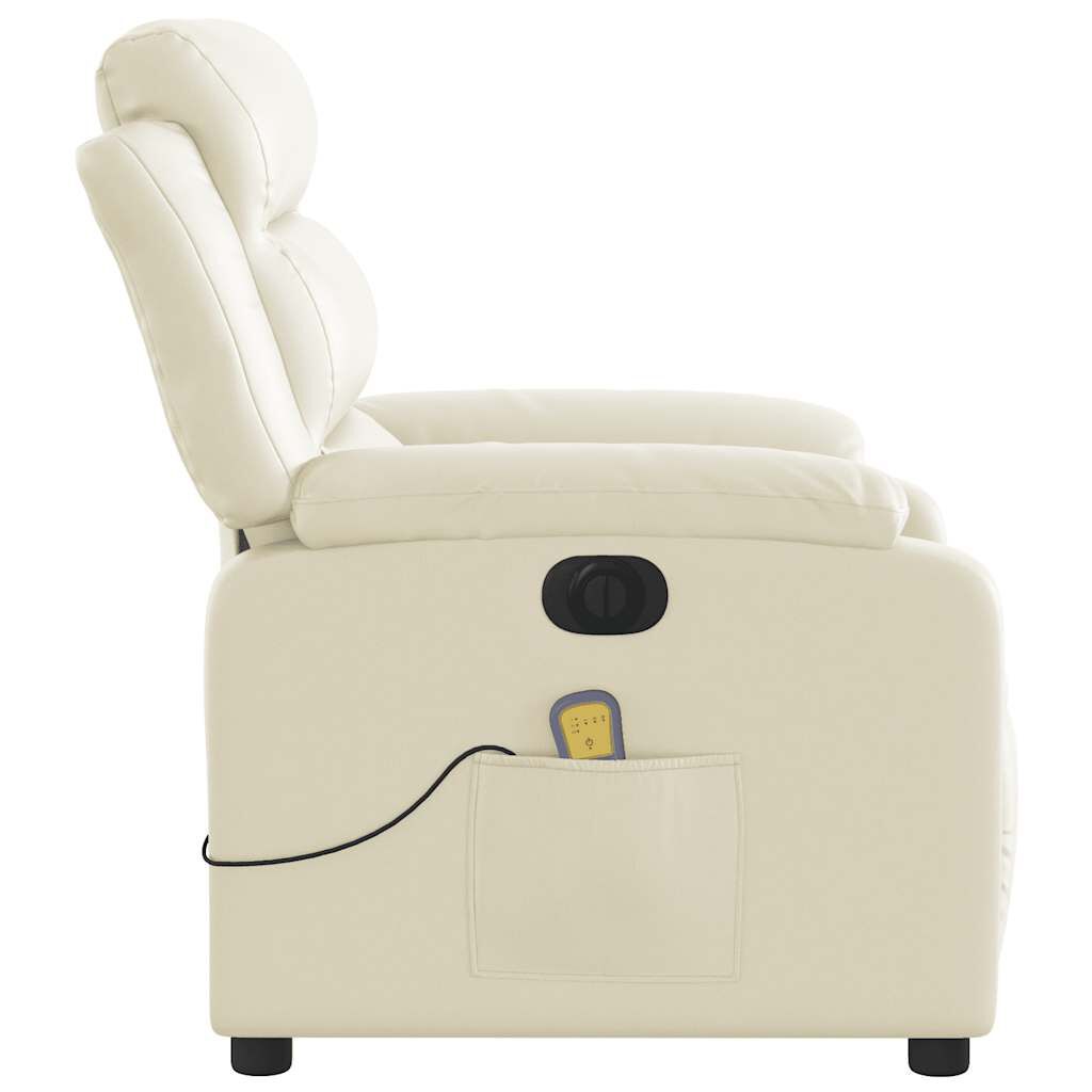 vidaXL Electric Massage Recliner Chair Cream Faux Leather