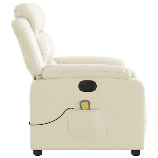 vidaXL Electric Massage Recliner Chair Cream Faux Leather