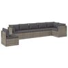 vidaXL 7 Piece Garden Lounge Set with Cushions Grey Poly Rattan