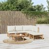 vidaXL 6 Piece Garden Lounge Set with Cream White Cushions Bamboo