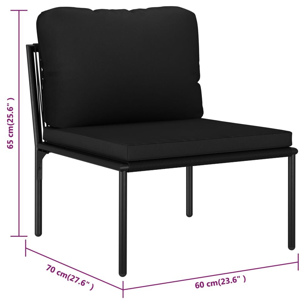 vidaXL 5 Piece Garden Lounge Set with Cushions Black PVC