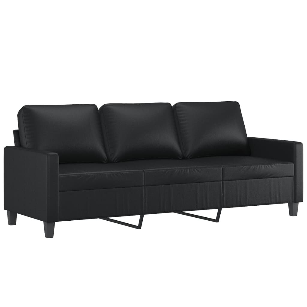 vidaXL 2 Piece Sofa Set with Cushions Black Faux Leather