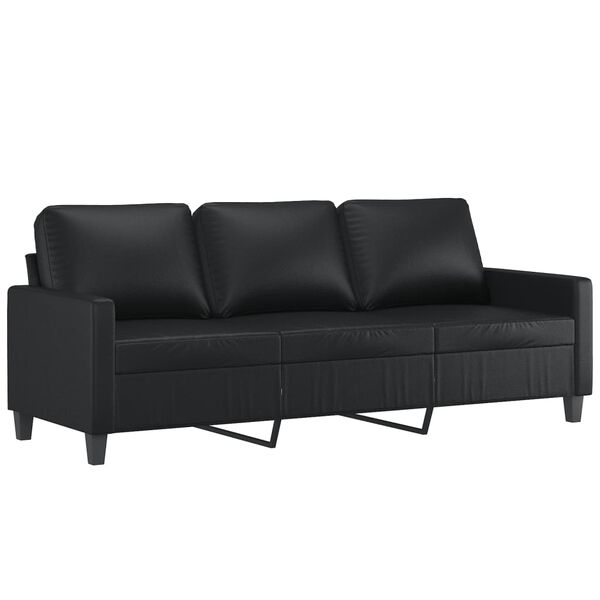 vidaXL 2 Piece Sofa Set with Cushions Black Faux Leather