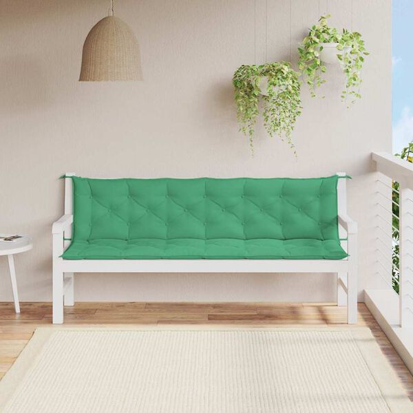 vidaXL Garden Bench Cushion Green 200x(50+50)x7cm Oxford Fabric