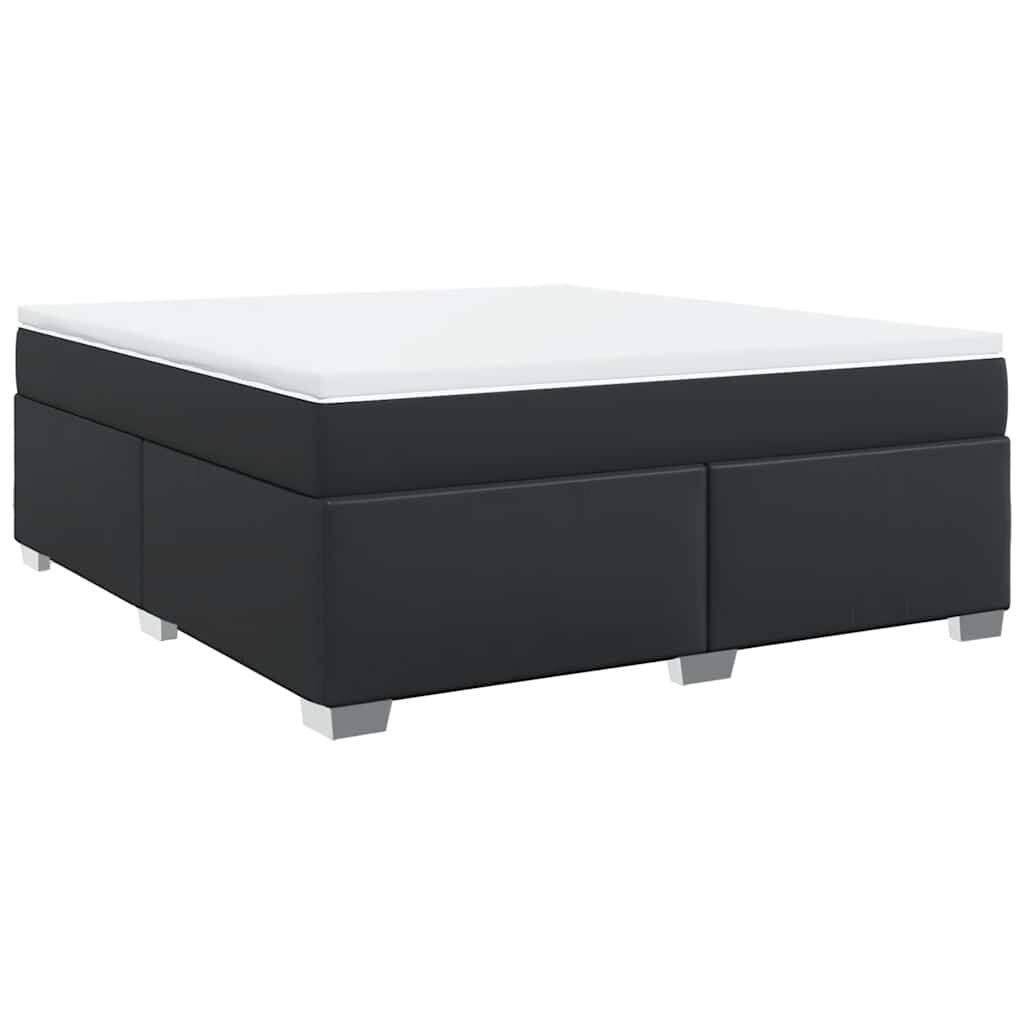 vidaXL Box Spring Bed with Mattress Black King Faux Leather