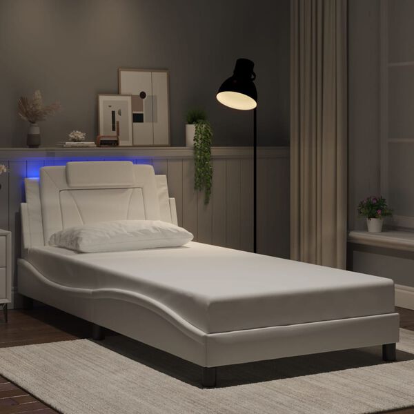 vidaXL Bed Frame "Viana" with LED without Mattress White 100x190 cm