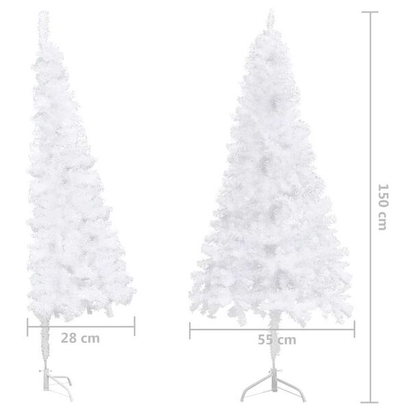 vidaXL Corner Artificial Christmas Tree LEDs&Ball Set White 150 cm PVC