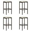 vidaXL 5 Piece Garden Bar Set with Cushions Poly Rattan Brown