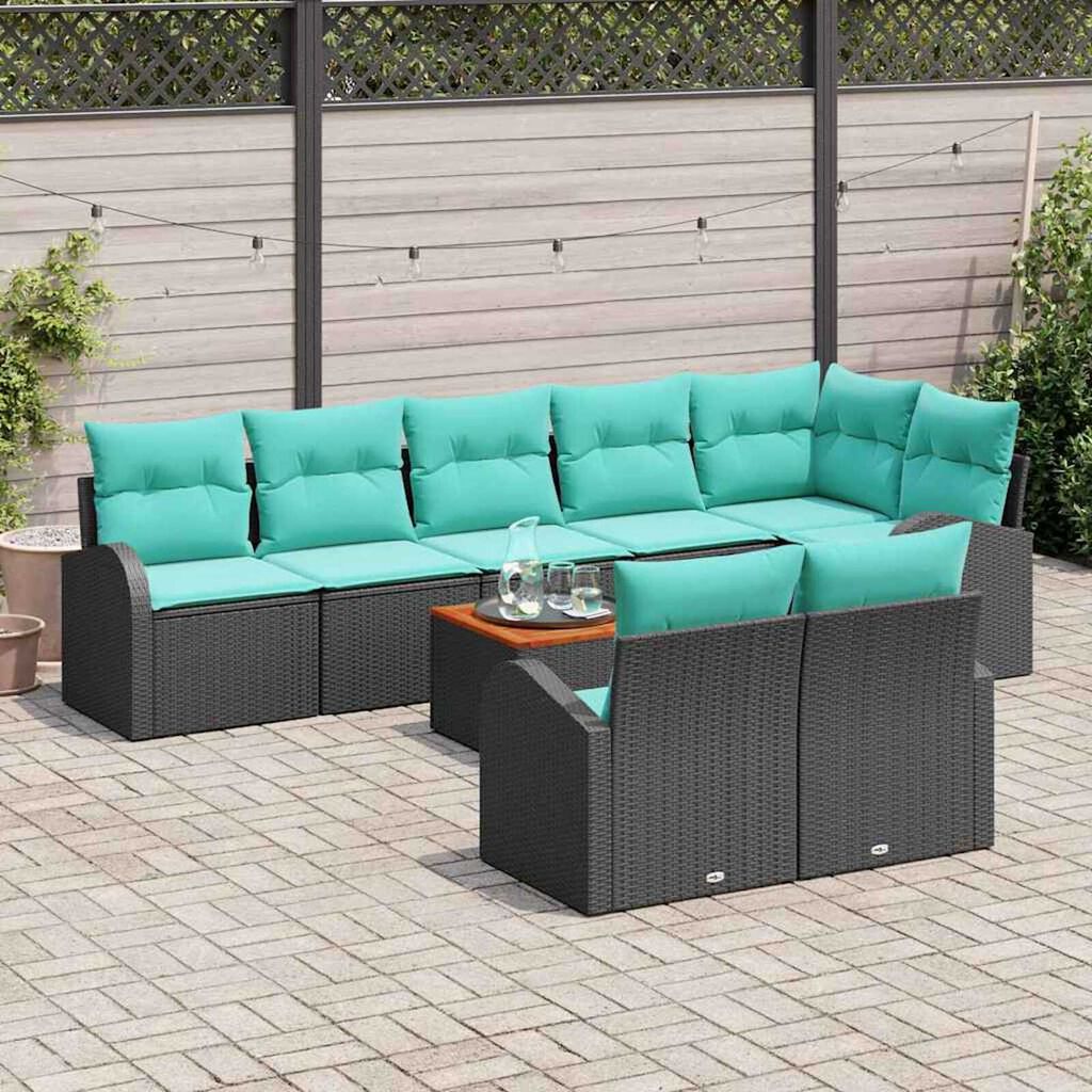 vidaXL Garden Sofa Set 9 pcs Black and turquoise