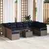 vidaXL Sofa Set with Cushion 10 pcs Grey Poly Rattan