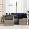 vidaXL Garden Sofa Set 5 pcs Grey and Navy Blue Poly Rattan