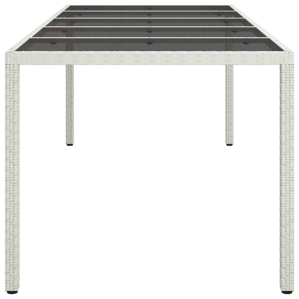 vidaXL Garden Table White 250x100x75 cm Poly Rattan and Tempered Glass