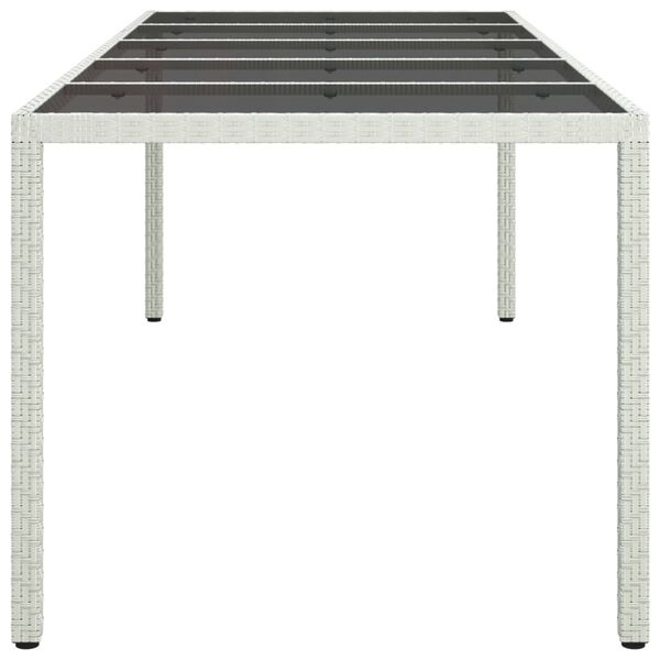 vidaXL Garden Table White 250x100x75 cm Poly Rattan and Tempered Glass