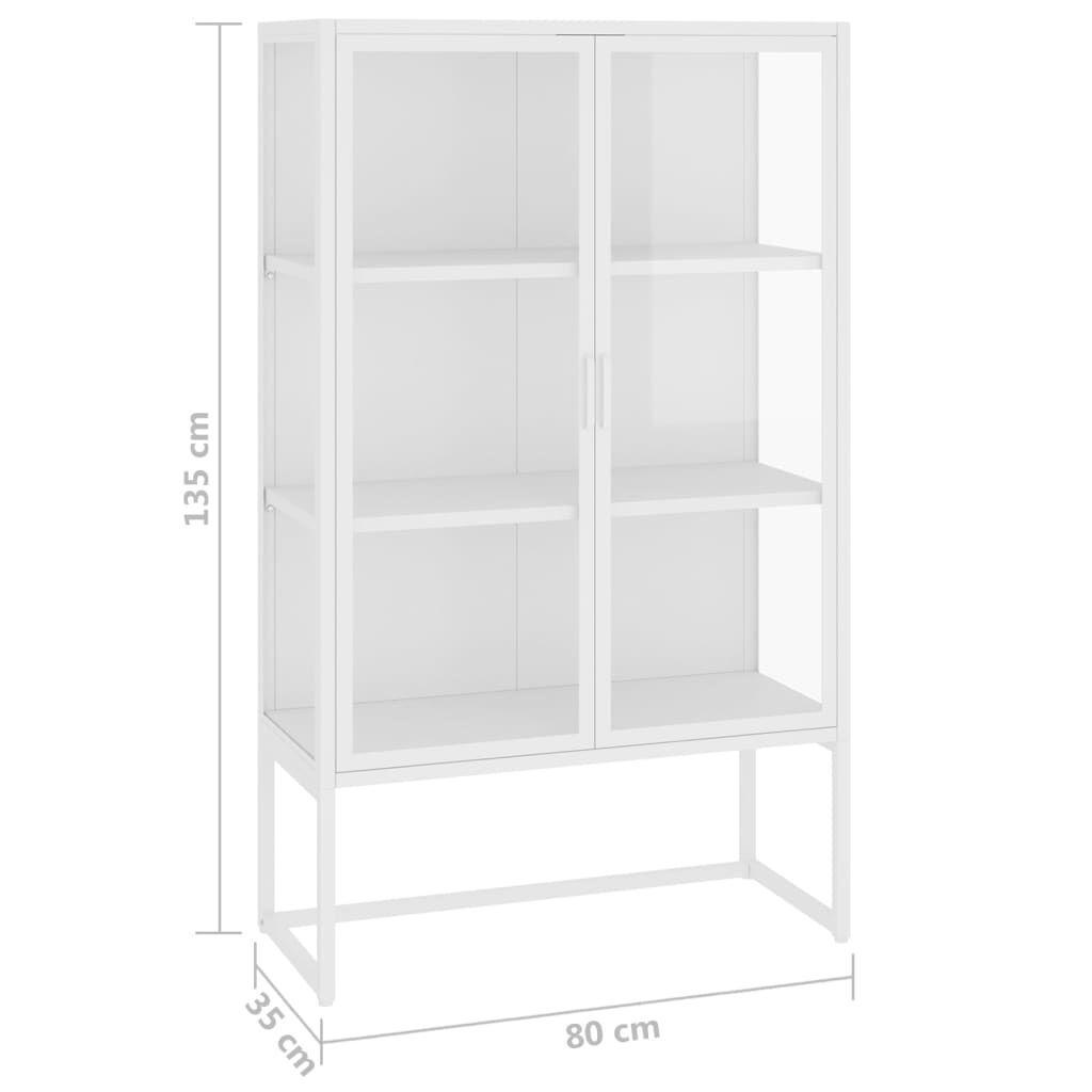 vidaXL Highboard White 80x35x135 cm Steel and Tempered Glass
