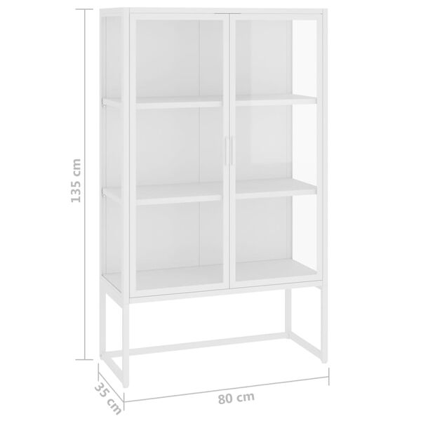 vidaXL Highboard White 80x35x135 cm Steel and Tempered Glass