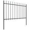 vidaXL Garden Fence with Spear Top Steel 181x120 cm Black