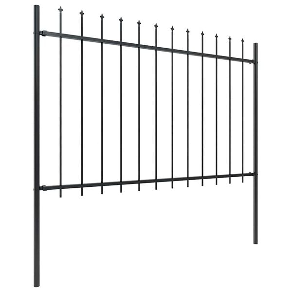 vidaXL Garden Fence with Spear Top Steel 181x120 cm Black
