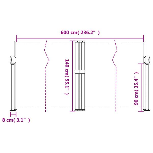 vidaXL Retractable Side Awning Anthracite 140x600 cm