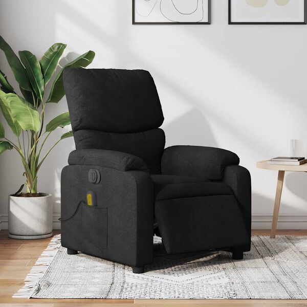 vidaXL Electric Massage Recliner Chair Black Fabric
