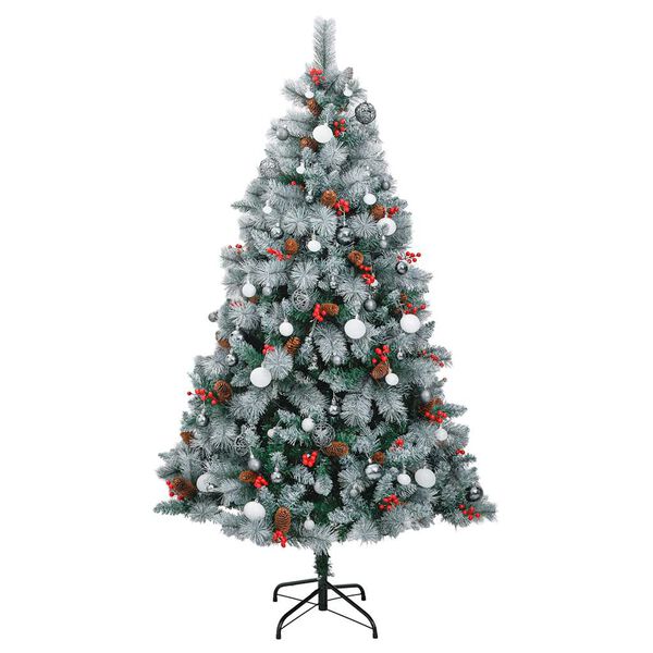 vidaXL Artificial Hinged Christmas Tree 300 LEDs & Ball Set 240 cm