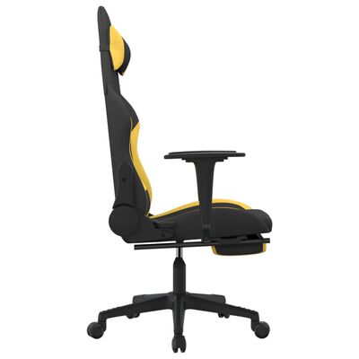 vidaXL Massage Gaming Chair with Footrest Black and Yellow Fabric