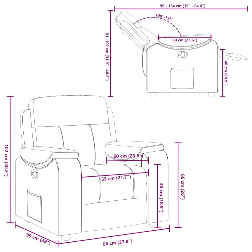 vidaXL Recliner Chair Dark Grey Fabric