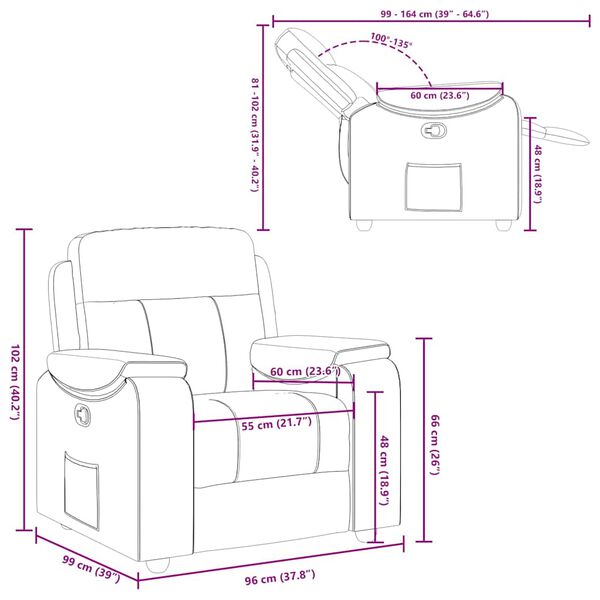 vidaXL Recliner Chair Dark Grey Fabric
