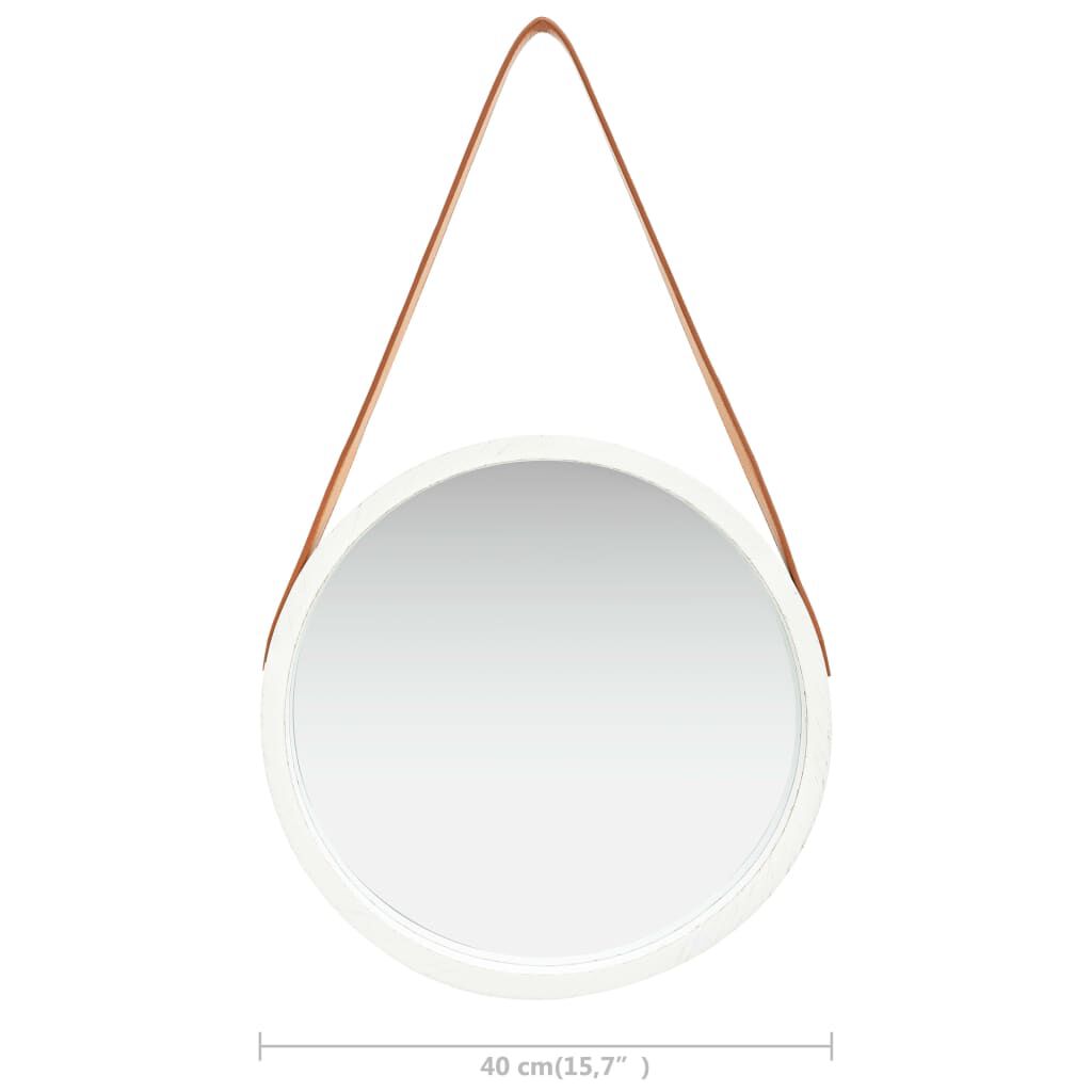 vidaXL Wall Mirror with Strap 40 cm White