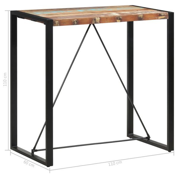 vidaXL Bar Table 110x60x110 cm Solid Reclaimed Wood