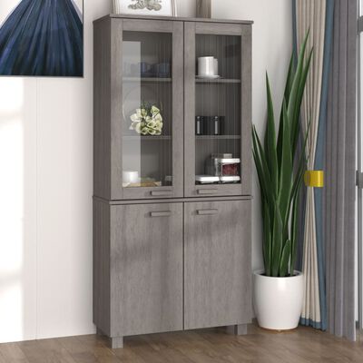 vidaXL Highboard HAMAR Solid Wood Pine Light Grey