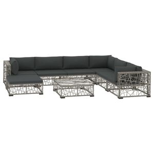vidaXL 8 Piece Garden Lounge Set with Cushions Poly Rattan Gray